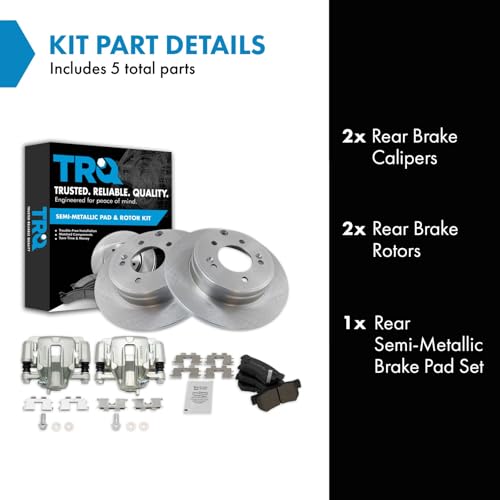 Image of TRQ Rear Brake Pad and Rotor Set Semi Metallic Solid Rotors Calipers | For 2006 Hyundai Sonata