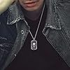 Bandmax Skull Dog Tag Pendant for Men, Stainless Steel Retro Style Skull Biker Necklace Punk Gothic Men Jewelry for Gift #1