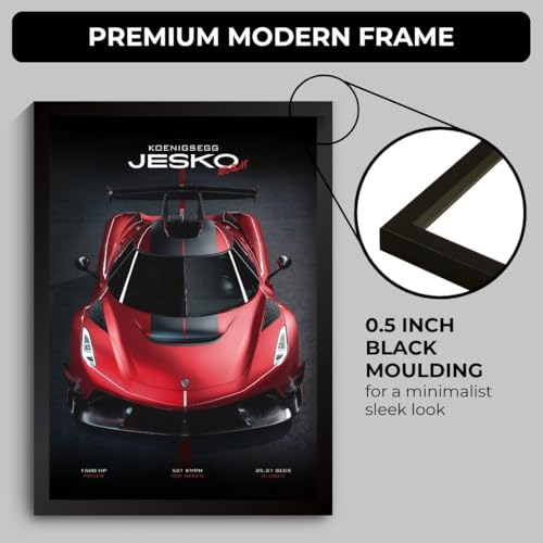 Image of Koenigsegg Jesko Absolut Poster | Framed Koenigsegg A4 Sized (31 x 23 cm) | Car Poster for Wall, Gift for Boys, Hypercar Frames | Jesko Car Posters for Wall, Bedroom, Hostel, Study Area, Hostel (F 156)