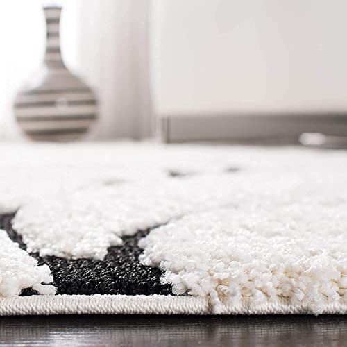 Image of Export Quality Microfiber Hand Woven Shaggy Carpet Collection with 2 inch Pile Height Carpet for Living Room & Bedroom Size 12x12 feet Square coular Black /Ivory