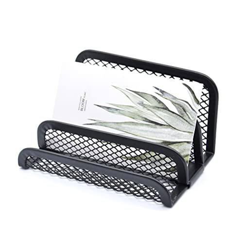Hoshen Three Layer Metal Mesh Business Card Holder, Desk Business Card Display (Black, 2 Pack) - Image 4