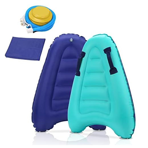 Aukivon Inflatable Surfboard with Pump Inflatable Boogie Boards with Handles Beach Floats for Kids and Adult, Soft Body, Lightweight & Portable Blue
