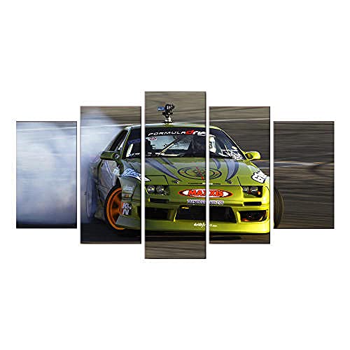Impression sur toile voiture de course tableau encadré 5 parties haute définition 150x80