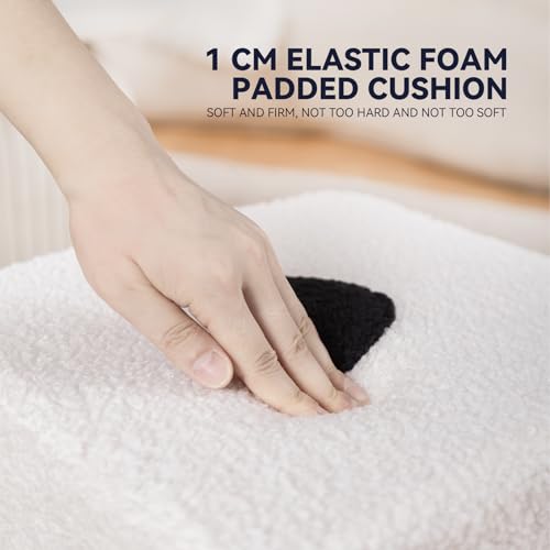 DSGAMER Dice Ottoman Cube Chair?Small Square Footstool?Sponges Upholstered Footstool?Cube Bench?Lambswool Footstool?Dice Stool.for Living Room,Bedroom,Homeoffice Removable and Washable (White)