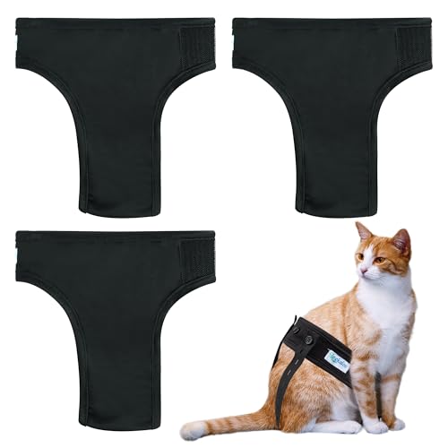 Leekalos Wiederverwendbare waschbare Katzenwindeln (3er-Pack) – hochsaugfähige Katzenwindeln – größenverstellbare Windeln für weibliche Katzen...