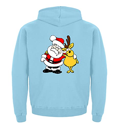 Sweat à capuche enfant père Noël en coton bleu ciel taille 134 à 146 cm