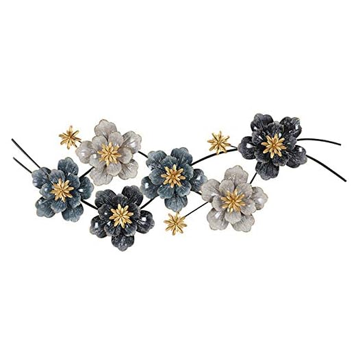 YUYI Home Metal Wall Art Hand Painted 3D Flowers for Modern Home or Office Decor Wall Sculptures TV Background Wall in 4 Colors (Color : Gray)