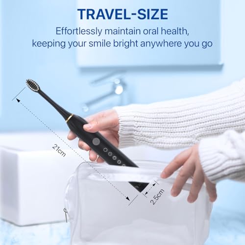 Image of DR VAKU Sonicare+ Electric Toothbrush for Men Woman Adults sonic with 6 Modes, 4 Brush Heads, 60-Day Battery Backup, Rechargeable & IPX7 Waterproof Automatic Power Best Electrical Tooth Brush- Black