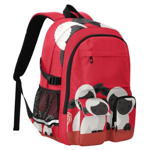 Mochilas para laptop Crazy Farm con estampado de ovejas rojas y blancas para el colegio 2