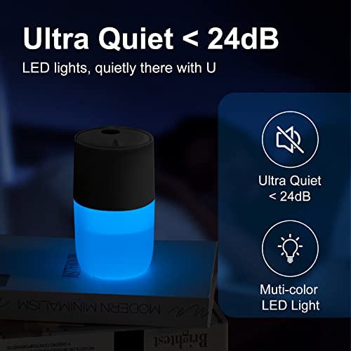 Ankrs Humidifiers for Bedroom, 360ml Jellyfish Elf Cool Mist Humidifier with 2 Mist Modes, Mood Lights & Waterless Auto Off, Top Filling &Super Quiet USB Mini Humidifier for Home Office Car & Travel