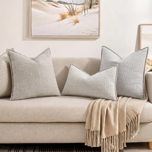 decorUhome Greige Textured Linen Throw Pillow Covers 18x18 Set of 2 by decorUhome - Used condition - Image 6