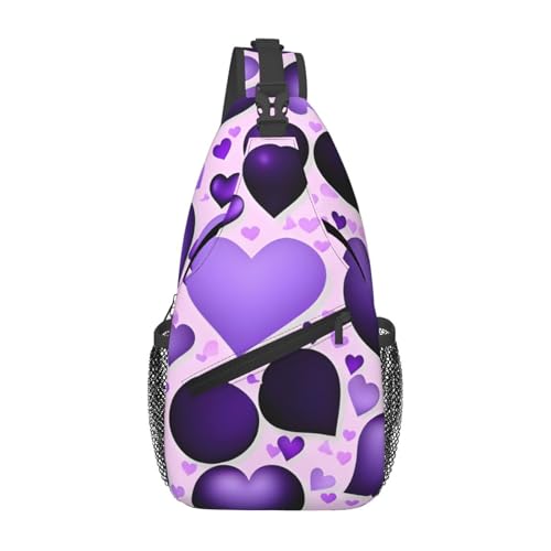 Mochila cruzada ligera con estampado de corazón negro miniatura 1