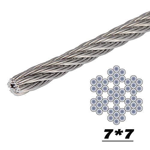 1/8 inch T316 Stainless Steel Wire Rope for Cable Railing, Marine Grade (Black, 200FT)
