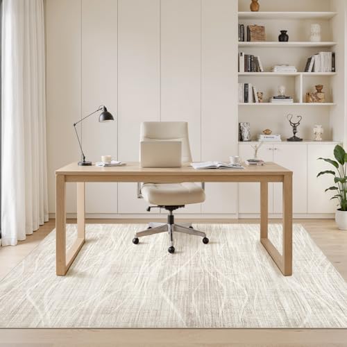 WITSHOCK Tapete 9x12 pies Beige diseño ondas modernas miniatura 5