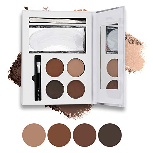 BONNIESTORE Brow Kit, Eyebrow Set for Women with 4 Eyebrow Powders, 2 Eyebrow Stencils, Spoolie/Brush Duo, Tweezers, Eyebrow Makeup Palette for Beginners and Pros (Set 2)