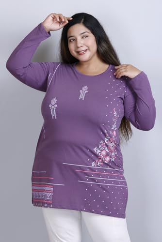 Image of Women Printed Full Sleeve Cotton Tshirt with Side Slits & Pocket | Small - 7XL Size
