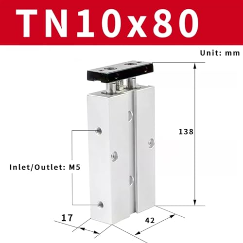 Cilindro neumático TN10x80 compacto de doble acción con diámetro de 10 mm 2