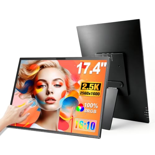 Image of 17.4 inch 2.5K Touchscreen Monitor,2560x1600 QHD IPS Display, Eye-Care Flicker-Free, 10-Point Touchscreen, USB-C HDMI Second Screen for Laptop Mac PC Home Office Study (Black Dark)
