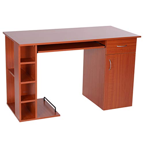 Mesa de PC Mesa de Ordenador Escritorio de Oficina Mesa con Estantes para Hogar Escuela y Oficina Mobiliario 120x60x74cm Madera