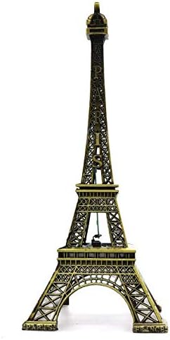 ausuky 10 pulgadas modelo de torre Eiffel de París LED decoración luminosa creativa modelo de metal para el hogar regalo artesanal (bronce)