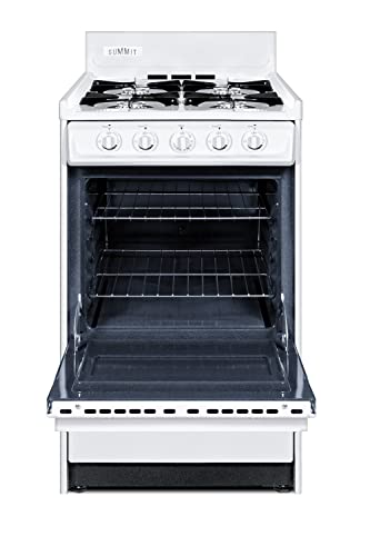 Summit Appliance Wlm110P 20" Wide Propane Gas Range, White; Battery Start Ignition; 4 Open Burners; Broiler Compartment; Adjustable Oven Racks; Anti-Tip Bracket; Removable Oven Door And Range Top #TOP1