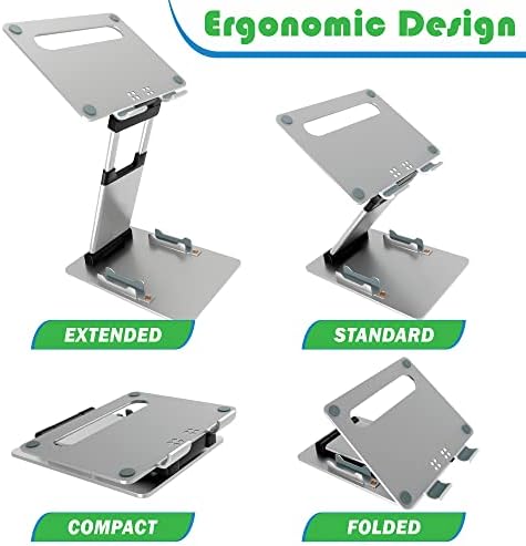 Pivot Laptop Stand for Desk  Stable Laptop Riser for Desk  Height & Angle Adjustable Laptop Stand for desk  Aluminium Macbook pro stand  Laptop Stand Adjustable for 11 to 17 Laptops World