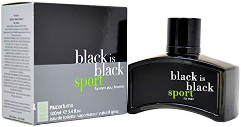 Nu Parfums Black is Black Sport Eau de Toilette Spray for Men, 3.4 Ounce
