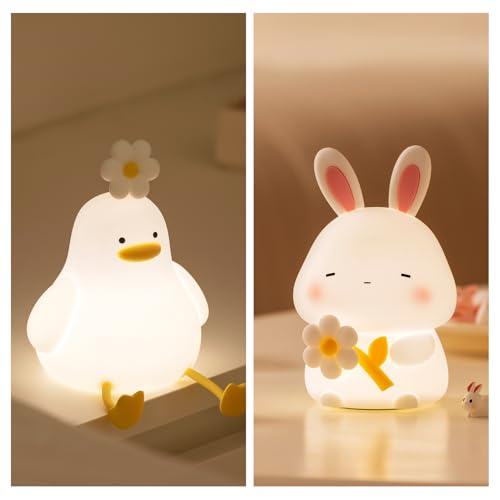 Lámpara de Mesa de Noche Infantil Conejo y Pato miniatura 1