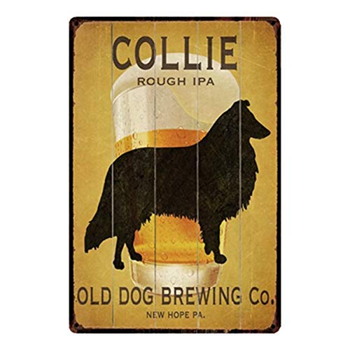 Vintage Metal Tin Sign - Funny Rough Collie Dog Lover Poster | 8x12 Inch Retro Wall Decor