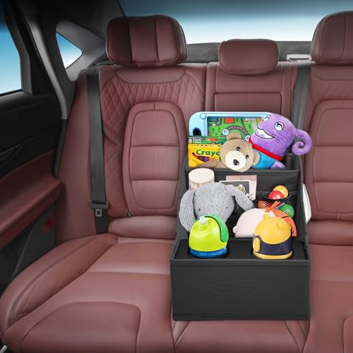 Image of MULISOFT Car Seat Organizer- Backseat Car Organizer with 12 Storages Compartments and 2 Cup Holders, Organizers and Storage, Front Seat for Travel Kids,Black