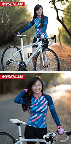 Mysenlan – Calça feminina de ciclismo, manga comprida, respirável, jérsei acolchoado 3D, calça compr