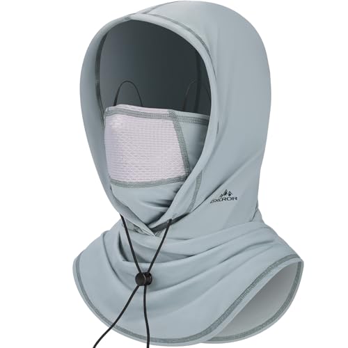 GXCROR Cooling Breathable Balaclava Face Mask Sun UV Protection Hood Shiesty Mask for Cycling Fishing Running Light Gray