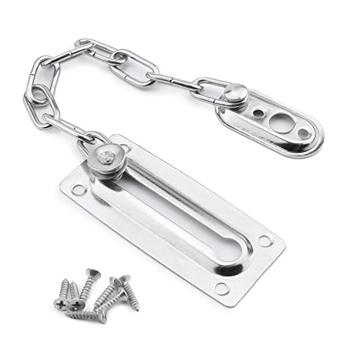 MroMax Sicurezza domestica Antifurto Catena Guardia Porta A Catena Laminato A Freddo Serratura Di Sicurezza In Acciaio Per Porta e Sicurezza Domestica Tono Argento 1 Pz