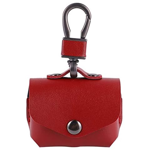 Mikikit Headphones Bag Earphone Compatible Cases Headphone Pouch Closure Bag Snap for Pro Leather Earbud with Carrying Luxury Red Keychain Charging Pocket Cover Headset Cover