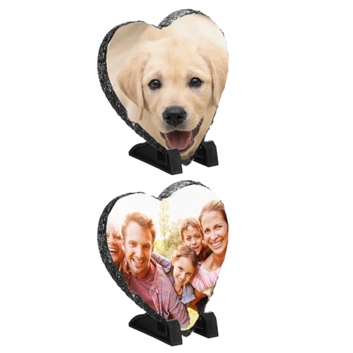 PATIKIL Sublimazione Lastre Vuote, 2 Pezzi Cornice Foto Cuore Pietra Sublimazione Pressa Termica Placca Sublimazione Per Creare Memoriale Per Un Amici, Cane, Regalo Personalizzato, 6 x 6
