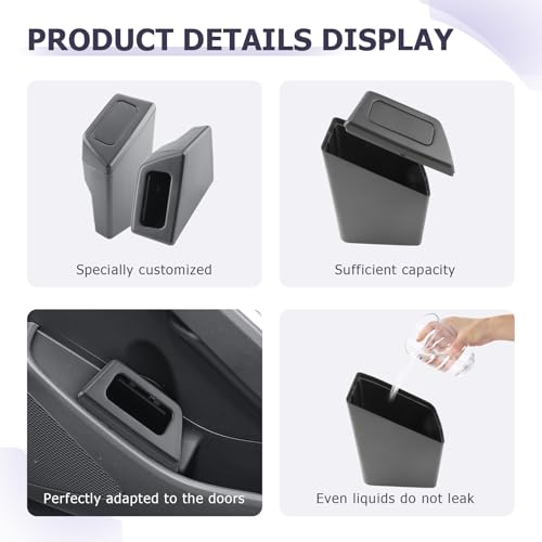 Image of LUWU Car Trash Can Compatible With Toyota Corolla Cross 2022-2025 - Interior Accessory With Lid, Portable Mini Dustbin, Leak-Proof Garbage Bin 2PCS
