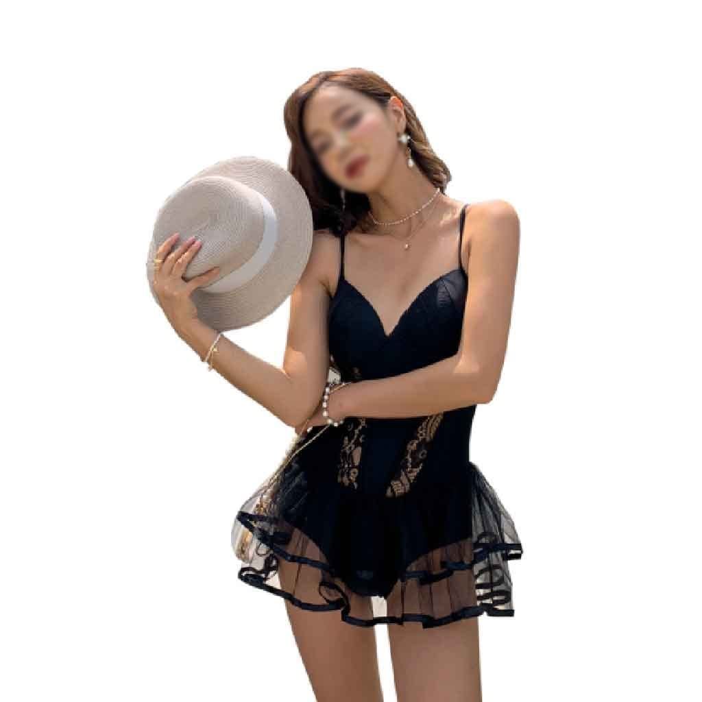 Maillot de Bain Une pièce Femme Maillot de Bain Femme ruché Push up Maillot de Bain Une pièce Sexy Maillot de Bain Confortable Vacances avec Bretelles réglables (Noir) Machine Wash