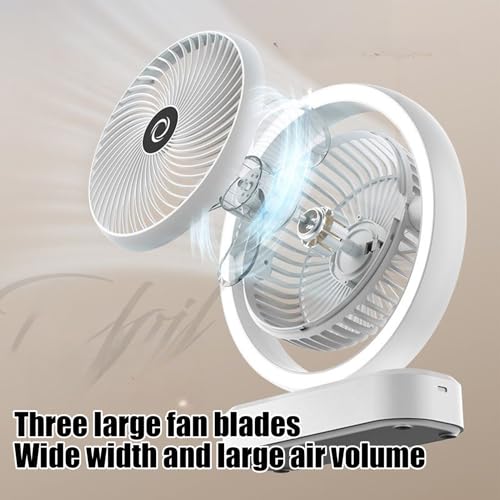 Ventilateur de bureau oscillant et rechargeable avec 3 vitesses