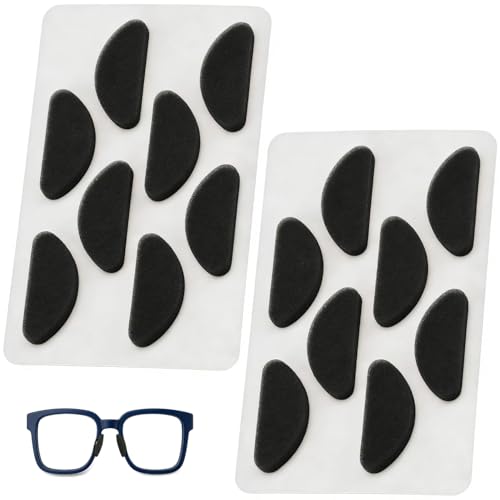 LIIMZII 8 Pairs Soft Foam Self-Adhesive Nose Pads Eyeglass Nose Pads Anti-Slip Sponge Spectacle Stick on Glasses Soft Foam D Shape Anti Slip Grips Anti Slip for Sunglasses Eyeglasses (Black)