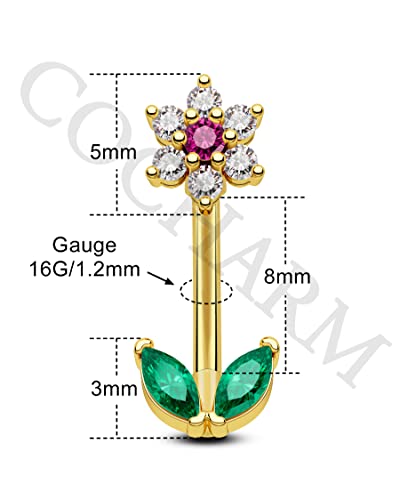 COCHARM Cute Flower Rook Earrings for Women Silver 16g Jewelry 16 Gauge Stainless Steel 8mm Piercing Dainty3