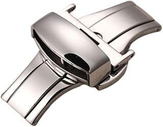 Fecho de fecho para relógio de relógio, fecho de botão, fecho de relógio, fivela prateada, fecho de aço inoxidável, Prata, M, centímetro