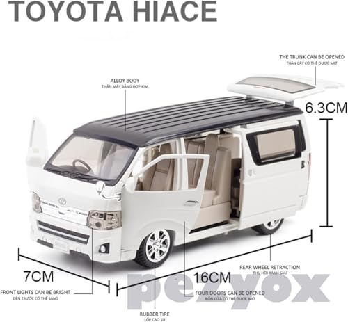 Image of Model Vehicles for Toyota HIACE MPV Simulation die-Casting Metal Sound and Light Toy car Model 1:32 Sophisticated Gift Choice (White)