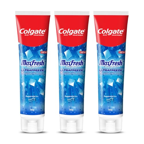 Colgate MaxFresh Toothpaste, Blue Gel Paste with Menthol for Super Fresh Breath, 450g Peppermint Ice, Saver Pack (300 gm + 150 gm)