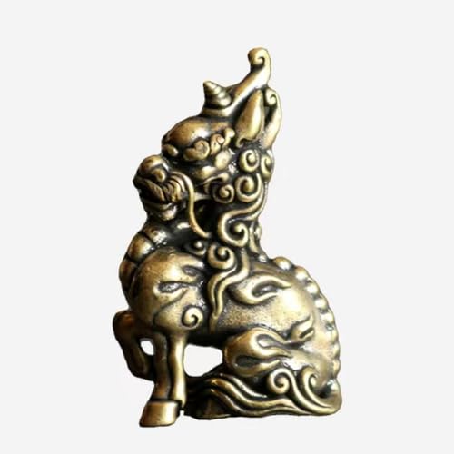 Pixiu en laiton ZXLIHS : authentique ornement Feng Shui en bronze fait main