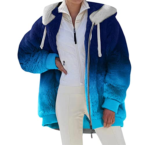 Onsoyours Plüschjacke Damen Elegant Teddy mit Kapuze Kurz Lang Flauschig...