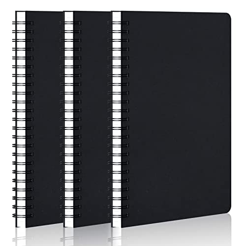 Cahiers à spirales A5 noirs lot de 3 pour prise de notes au quotidien