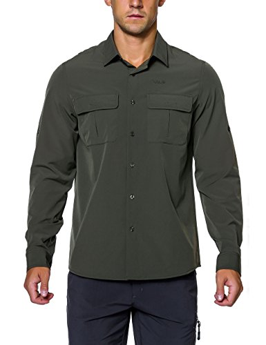 Nonwe Men's Hiking Camping Shirts Roll-Up Long Sleeve Quick Dry