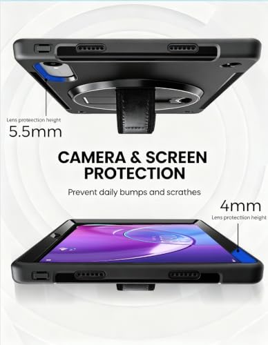 Image of Junfire Protective Case for Lenovo Idea Tab Pro Gen2 13-inch 2026,Black | Shockproof, Hand Strap, 360Rotating Stand, Pencil Holder, Carrying Strap, Hard Shell
