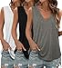 KKJ 3 Pack Womens Tank Tops 2026 Spring Summer Vacation Outfits V Neck Loose Sleeveless Blouse Casual Shirts Fashion Clothes Black/White/Grey