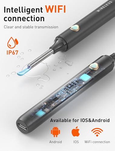 Image of Ear Wax Removal Tool Camera - Ear Cleaner with 1080P HD Camera, FSA HSA Store Eligible, Otoscope with Light, Earwax Removal Kit with Replacement Tips for iPhone, iPad, Android Phones (Gray)
